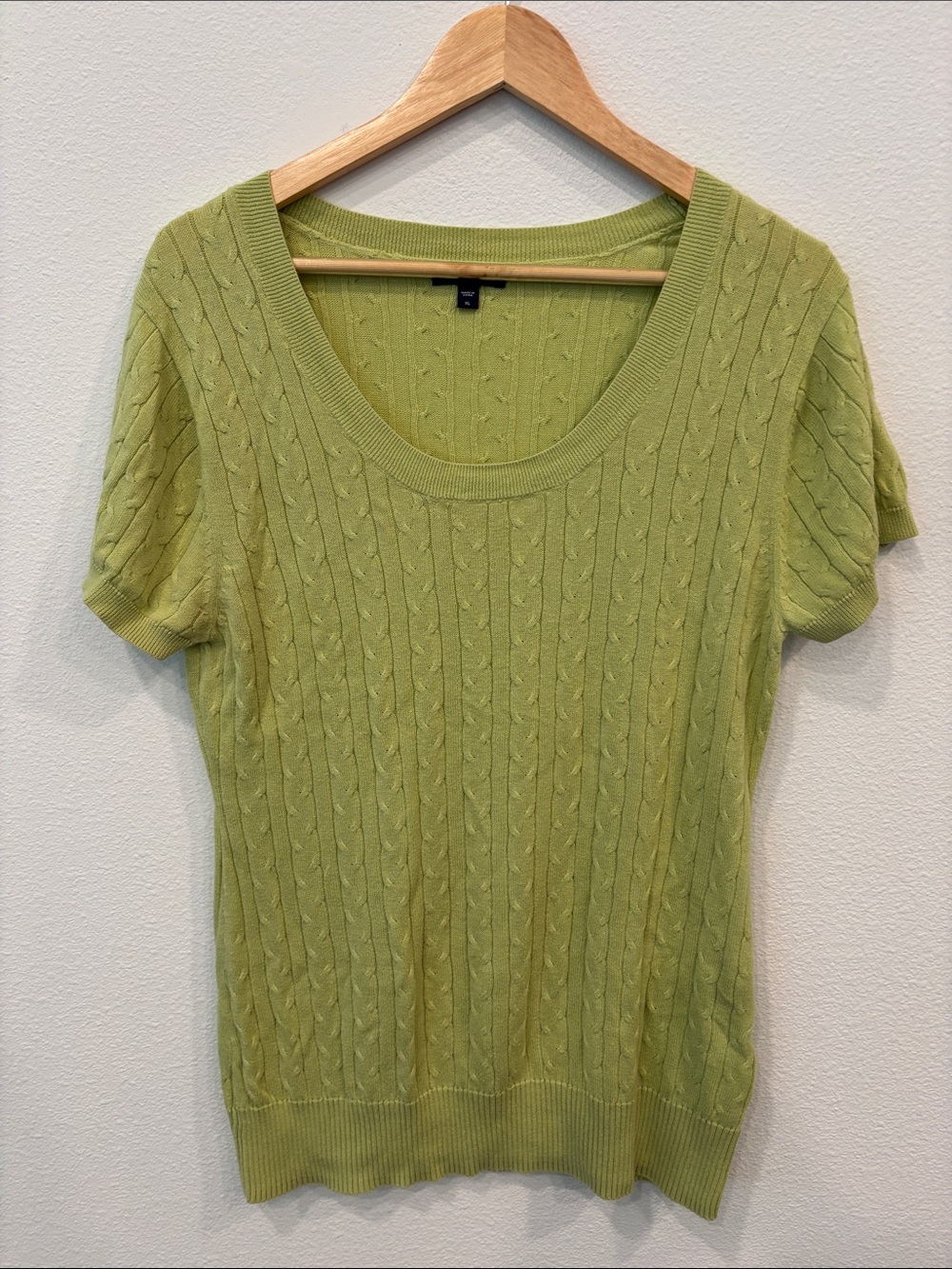 Gap Light Green Cable Knit Scoop Neck Sweater Women’s XL